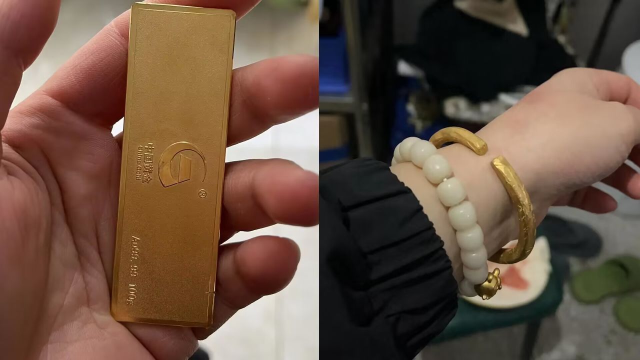 男子偷偷买100克金条,亲手给未婚妻做金手镯,看到成品网友酸了