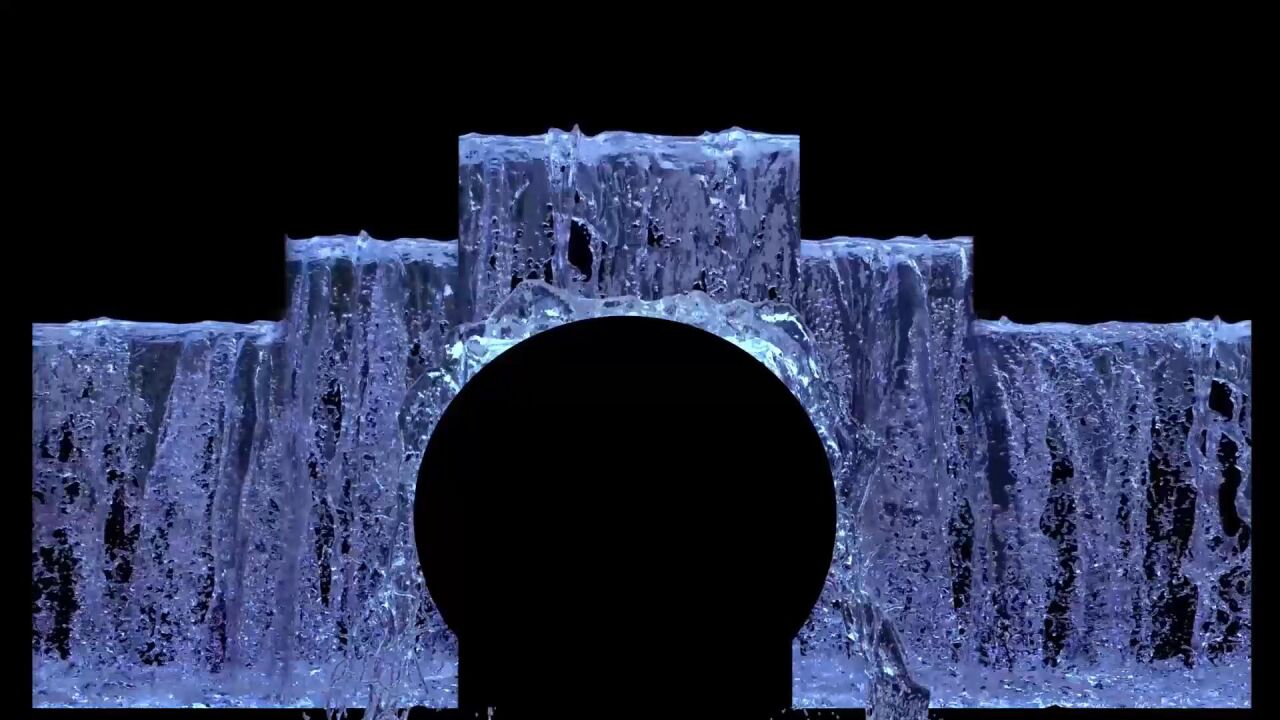 旅游小镇门头瀑布投影全息视频 门头水流视频投影定制