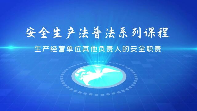 安全生产法普法系列课程生产经营单位其他负责人的安全职责