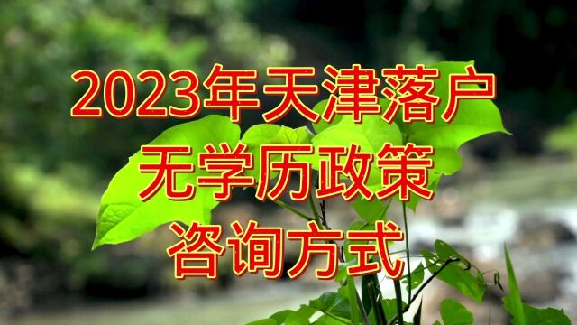 2023年无学历申请天津落户