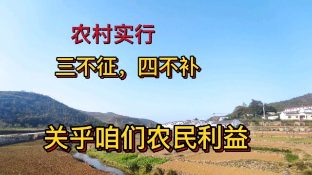 农村实行“三不征、四不补,关乎咱们农民利益,您都知道吗?