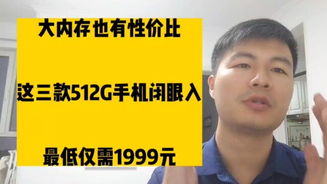 大内存也有性价比,这三款512G手机闭眼入,最低仅需1999元