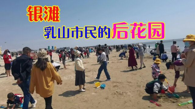 五一假期,大量乳山市民涌入银滩海边,银滩真可谓乳山市民后花园