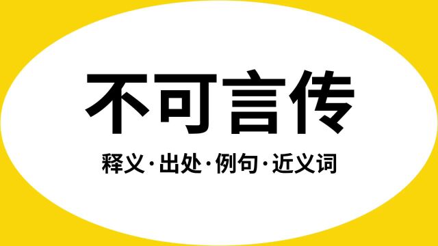 “不可言传”是什么意思?