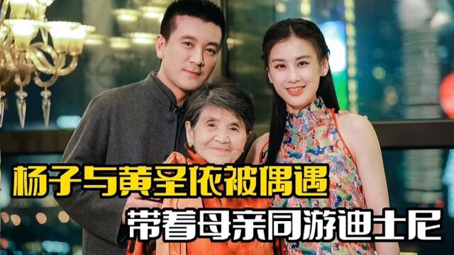 杨子黄圣衣带母游迪士尼,温馨画面引热议