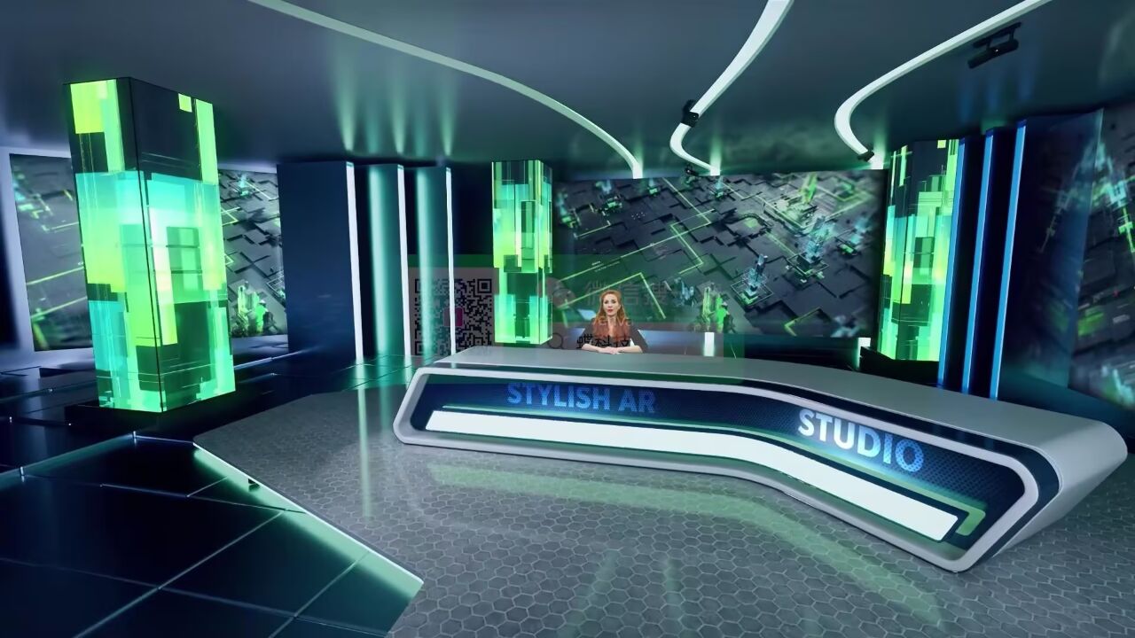 ae模板-科技新闻虚拟演播室直播频道视频包装素材