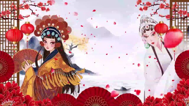 B481粉墨花旦⠠戏曲演出表演节目动态LED大屏幕背景视频高清素材