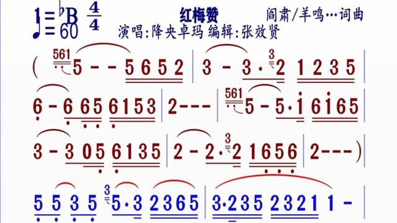 《红梅赞》简谱#动态谱