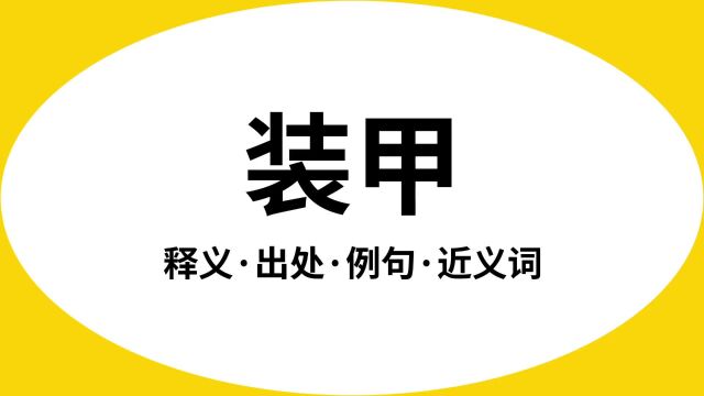 “装甲”是什么意思?