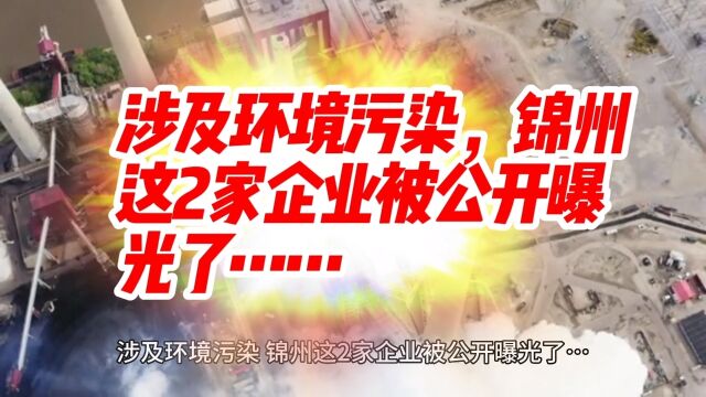 涉及环境污染,锦州这2家企业被公开曝光了……