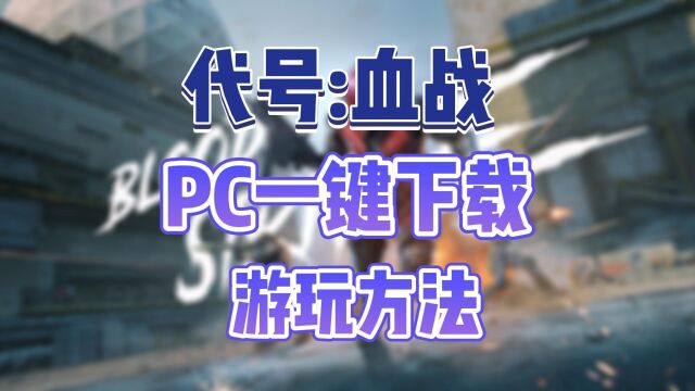 代号:血战PC可以玩啦!!手把手教你下载游玩!