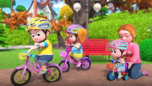 小朋友和爸爸妈妈一起骑自行车_#超级宝贝jojo_#骑自行车_#儿童动画片0-3岁益智_#益智早教动画