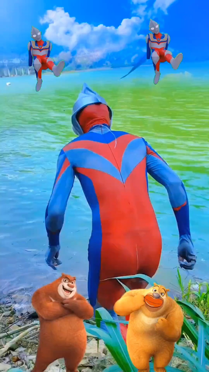 抓鱼的奥特曼#小孩子的快乐总是那么简单 #儿童动画 #人类幼崽成长记