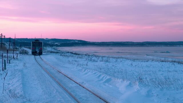 日本北海道《能看见海的车站》再加上冬天雪景 绝美