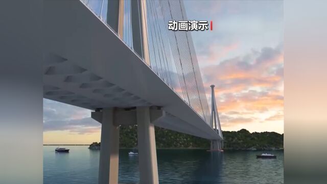 浙江舟山:甬舟铁路西堠门公铁两用大桥建设进行中