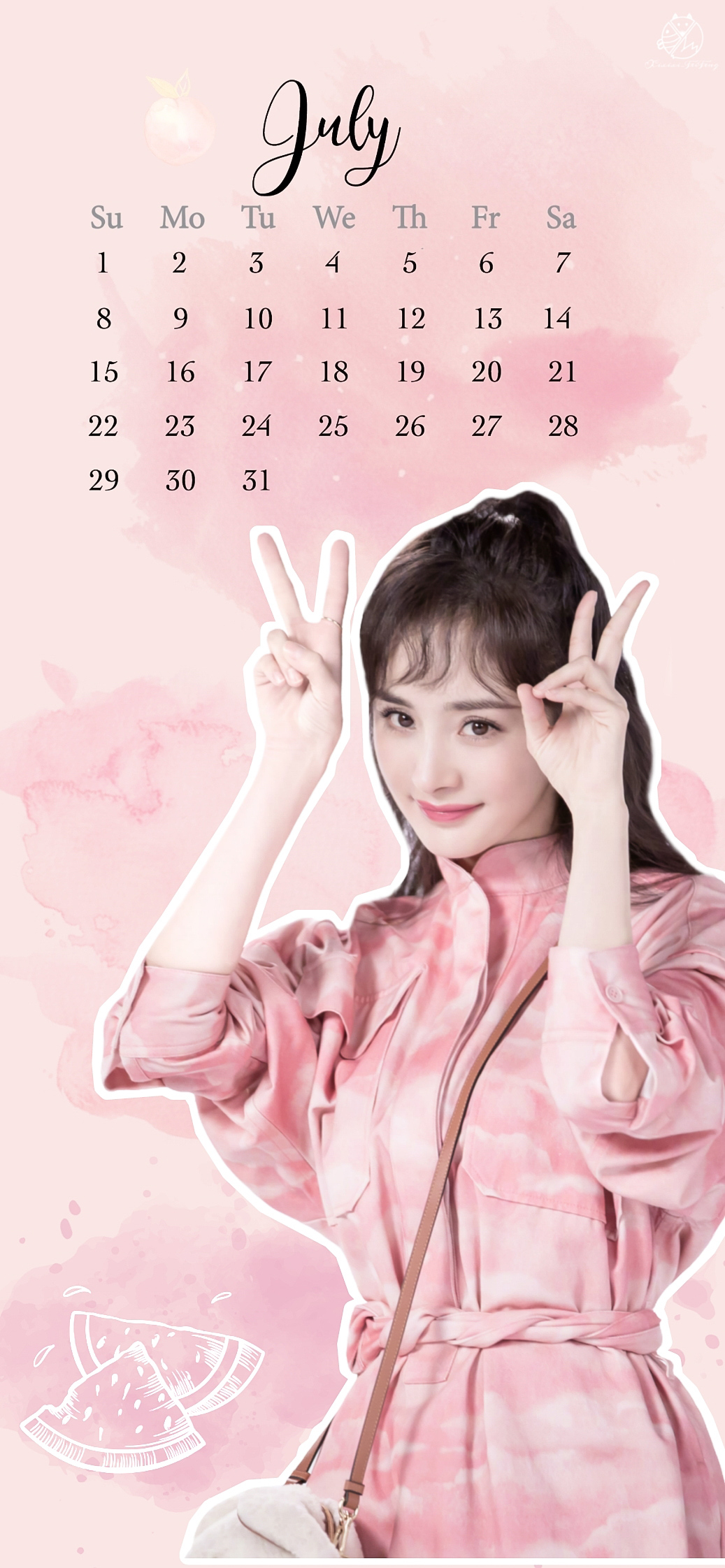 杨幂美图七月月历壁纸第二波来了