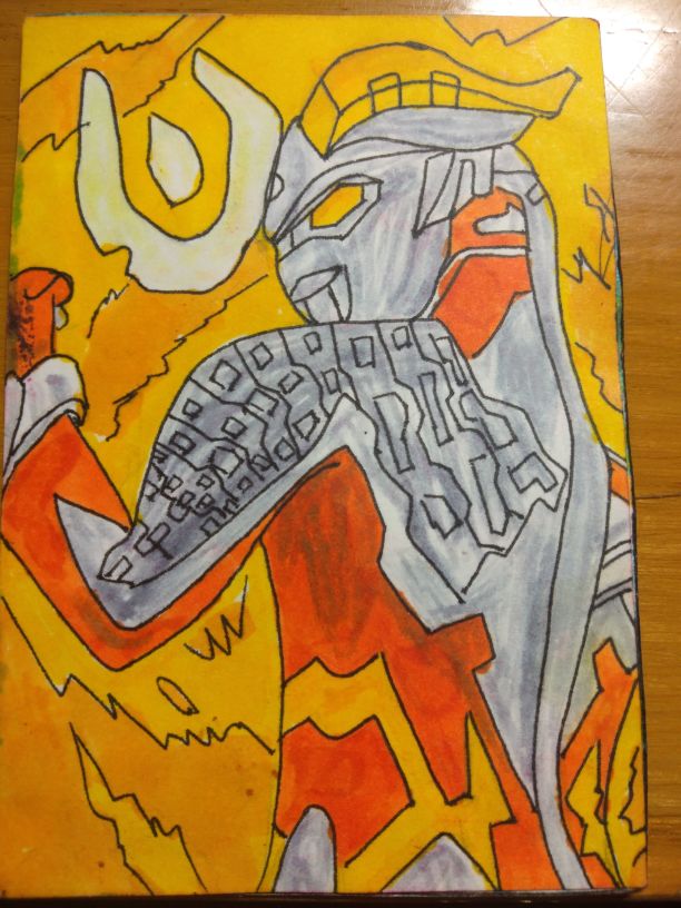 马克笔手绘赛罗奥特曼卡片之强壮日冕型赛罗